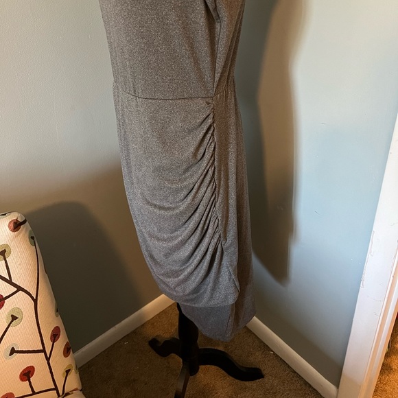 NWOT Reborn J Gray Dress w/ Side Ruching, Large, Very Soft! - Picture 2 of 5